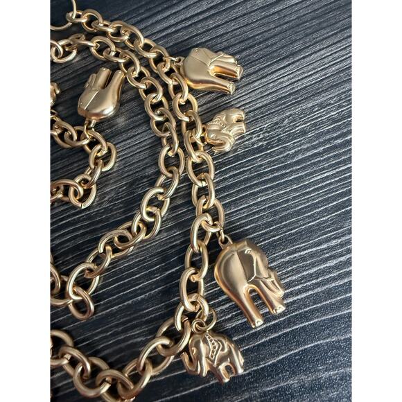 L/XL Elephant Gold Charm Chaim Belt - Picture 2 of 5